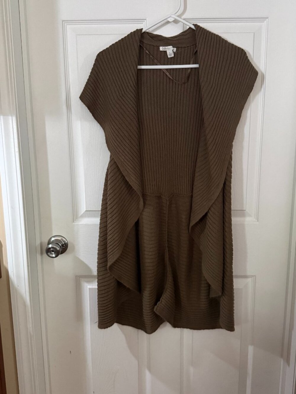 Cato Womens Large Brown Long Sweater Vest Open Front Layering